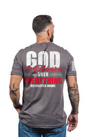 Nine Line God and America Over Everything Short Sleeve T-Shirt in Heavy Metal Grey